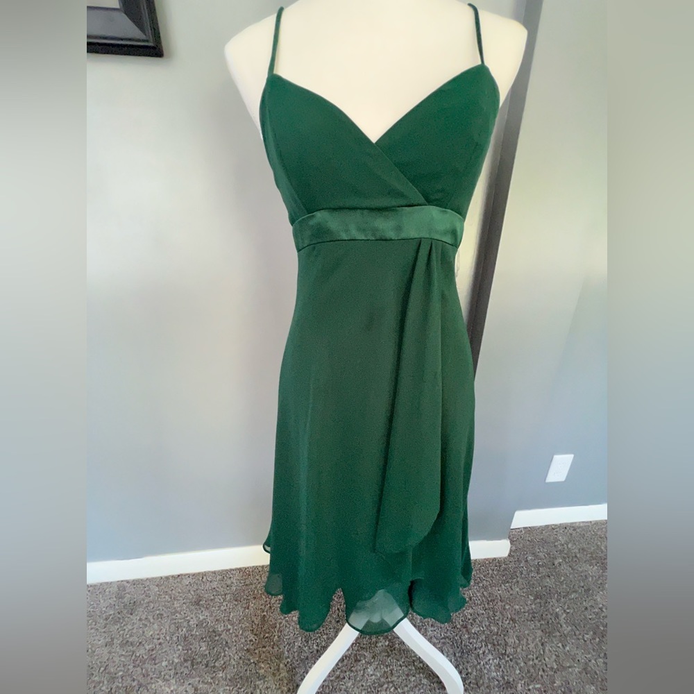 Bridal (Bride’s Maid) Cocktail Dress, Dark Forest Green, Size 2 Alfred Angelo